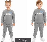 PUMA Kinder Jogging-Anzug für Jungen und Mädchen 2 teiliger Sweat-Jogger Rundhals-Pullover Baumwoll-Set 627915 03 Grau
