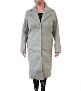 Sustainable Long Coat for Women: Everyday Coat in Wool Look, Basic Coat, Long-Sleeved Jacket 931881 Gray