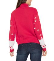 Suéter de punto suave para mujer con motivo navideño, suéter de cuello alto, camisa de algodón 951260 Rojo