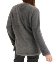 weicher Damen Flausch-Pullover Strick-Pullover mit V-Ausschnitt Basic-Pulli aus Flauschgarn 924617 Grau weicher Damen Flausch-Pullover Strick-Pullover mit V-Ausschnitt Basic-Pulli aus Flauschgarn 924617 Grau