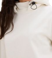 Maglione in pile da donna sostenibile con fodera in peluche, maglione in cotone, maglia a maniche lunghe con cappuccio regolabile, 976711, bianco lana