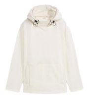 Maglione in pile da donna sostenibile con fodera in peluche, maglione in cotone, maglia a maniche lunghe con cappuccio regolabile, 976711, bianco lana
