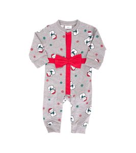 weihnachtlicher Kleinkinder Body für Babys mit Schneemann-Print Baumwoll-Einteiler mit großer Schleife Strampler 951686 Grau/Rot