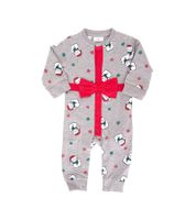 Christmas Toddler Bodysuit for Babies with Snowman Print, Cotton One-Piece Romper with Large Bow, 951686 Gray/Red