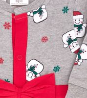 Christmas Toddler Bodysuit for Babies with Snowman Print, Cotton One-Piece Romper with Large Bow, 951686 Gray/Red