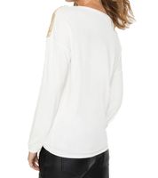Women's Christmas Sweater with Sequins and Round Neck, Christmas Tree Sweater, Long-Sleeved Shirt with Glitter, 951396 White