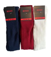 3er Pack ROGO Kinder Baumwoll-Strumpfhose Leggings bequeme Strumpf-Hose 587504 Rot/Navy/Weiß