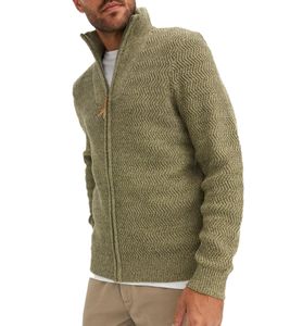 Veste en tricot norvégien pour homme Veste de transition Veste de loisirs 957135 Gris/Blanc
