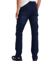 warmhaltende Herren Thermo-Jeans im Cargo-Stil Denim-Hose Straight Leg 924006 Kurzgröße Dunkel-Blau