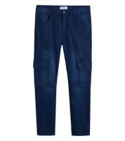 warmhaltende Herren Thermo-Jeans im Cargo-Stil Denim-Hose Straight Leg 924006 Kurzgröße Dunkel-Blau