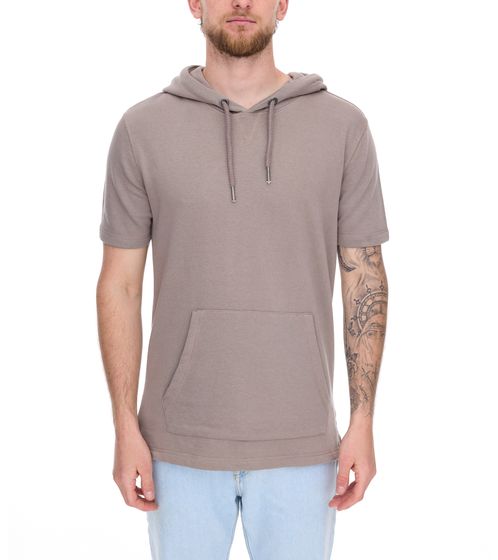 Sudadera con capucha de algodón de manga corta para hombre de EIGHT2NINE . Sudadera con capucha de verano. H10014L22462AEN 21300. Marrón claro.