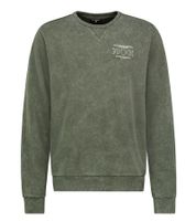 SKY REBEL Herren Rundhals-Pullover Baumwoll-Sweater im Antik-Look H10068C21372A 12400 Grün