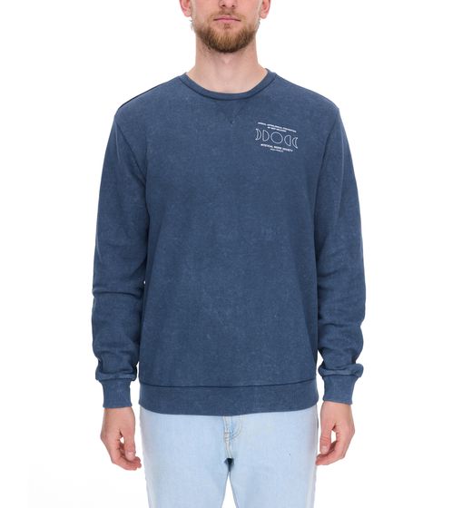 SKY REBEL Herren Rundhals-Pullover Baumwoll-Sweater im Antik-Look H10068C21372A 12400 Dunkelblau