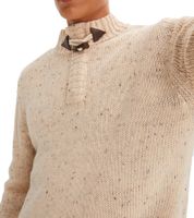 Men's Knit Sweater with Duffle Button, Stand-Up Collar, Speckled Look, Plus Sizes, 922837 Beige