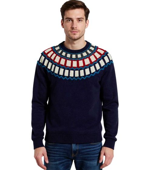 Herren Strick-Pullover mit geometrischen Muster Freizeit-Sweater 920675 Blau Herren Strick-Pullover mit geometrischen Muster Freizeit-Sweater 920675 Blau