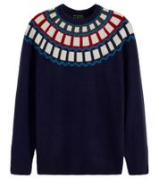 Maglione da uomo in maglia con motivo geometrico per il tempo libero 920675 Blu