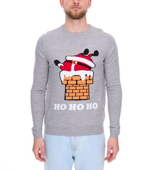 Herren Strick-Pullover mit weihnachtlichem Muster Weihnachts-Pullover Freizeit-Sweater 979440 Grau