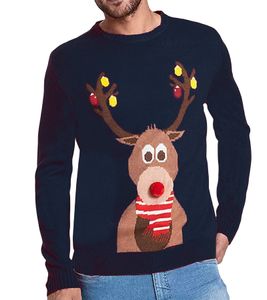 Men's Knitted Sweater with Christmas Pattern, Long-Sleeved Sweater, Casual Sweater 939615 Dark Blue