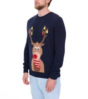 Men's Knitted Sweater with Christmas Pattern, Long-Sleeved Sweater, Casual Sweater 939615 Dark Blue