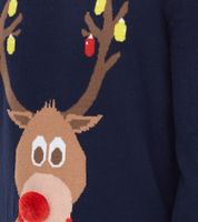 Men's Knitted Sweater with Christmas Pattern, Long-Sleeved Sweater, Casual Sweater 939615 Dark Blue