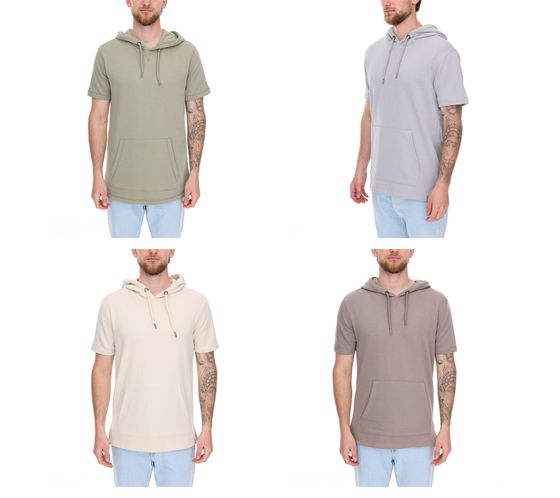 EIGHT2NINE Men's Short-Sleeved Cotton Hoodie, T-Shirt, Summer Hoodie H10014L22462AEN Light Gray, Khaki, Brown, or Beige
