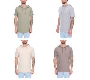 Felpa con cappuccio da uomo EIGHT2NINE , a maniche corte, in cotone, con cappuccio, estiva, H10014L22462AEN, grigio chiaro, cachi, marrone o beige