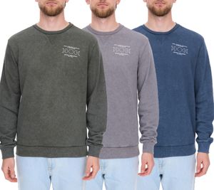 SKY REBEL Maglione girocollo da uomo in cotone effetto anticato H10068C21372A Blu scuro, verde o grigio