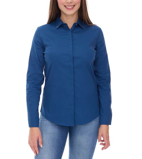 vestino Damen Bluse Sommer-Bluse mit Strass-Details Hemd-Bluse 901299 Dunkel-Blau