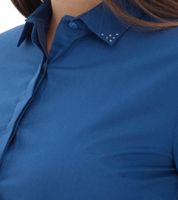 vestino Damen Bluse Sommer-Bluse mit Strass-Details Hemd-Bluse 901299 Dunkel-Blau
