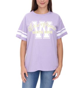 T-shirt oversize à manches courtes pour femme COURSE avec imprimé universitaire « West Coast Santa Rosa » en coton 901254 Violet