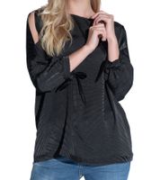 vestino Damen Bluse Sommer-Bluse stylisches Langarm-Shirt 900889 Schwarz