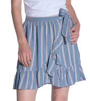 vestino Damen Rock in Wickeloptik Sommer-Rock Mini-Rock mit Streifen Jersey-Rock 901189 Hellblau/Weiß/Rot