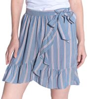 vestino Damen Rock in Wickeloptik Sommer-Rock Mini-Rock mit Streifen Jersey-Rock 901189 Hellblau/Weiß/Rot