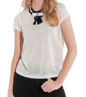 vestino Damen T-Shirt Kurzarm-Shirt mit Schleife Sommer-Shirt 900659 Weiß