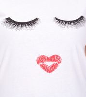 COURSE Women's T-Shirt with Kiss Mouth Print Summer Shirt Cotton Top Leisure Shirt 900069 White