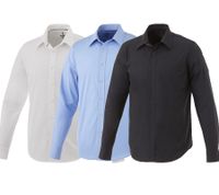 ELEVATE Hamell Long-Sleeve Shirt, Simple Men's Business Shirt, Poplin 118 g/m², Black, Light Blue, or White