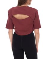 YOU DO YOU Women's Cropped T-Shirt Fitness Top with Back Cut-Out Cotton Shirt Yoga Fashion 905051 Mahogany Brown YOU DO YOU Women's Cropped T-Shirt Fitness Top with Back Cut-Out Cotton Shirt Yoga Fashion 905051 Mahogany Brown
