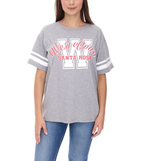 T-shirt oversize pour femme COURSE, style universitaire, en coton, pour l'été et les loisirs, 901261, gris clair