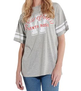 COURSE Camiseta extragrande de mujer estilo universitario de algodón, top de verano, camisa informal 901261 ​​gris claro