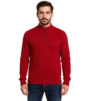 Herren Strick-Troyer klassischer Strick-Pulli mit Reißverschluss Langarm-Pullover Große Größen 978933 Rostrot