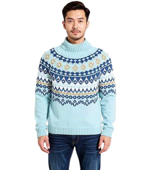 Herren Strick-Pullover mit geometrischen Muster Freizeit-Sweater Große Größen 955017 Blau