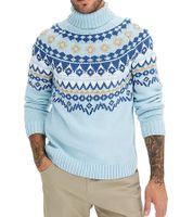 Herren Strick-Pullover mit geometrischen Muster Freizeit-Sweater Große Größen 955017 Blau