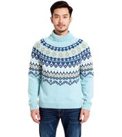 Herren Strick-Pullover mit geometrischen Muster Freizeit-Sweater Große Größen 955017 Blau