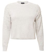 maglione corto da donna vestino con perle rivettate maglia lavorata a maglia 901148 grigio