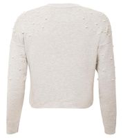 maglione corto da donna vestino con perle rivettate maglia lavorata a maglia 901148 grigio
