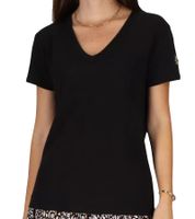 T-shirt da donna Les Tropeziennes, camicia in cotone, top estivo, maglia a maniche corte, 1 112 3340C E, Nero