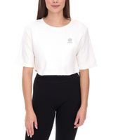 YOU DO YOU Damen T-Shirt im Cropped-Style Fitness-Top mit Rücken-Cut Out Baumwoll-Shirt 905051 Weiß