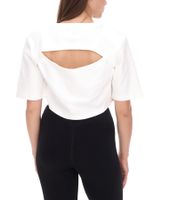 YOU DO YOU Damen T-Shirt im Cropped-Style Fitness-Top mit Rücken-Cut Out Baumwoll-Shirt 905051 Weiß