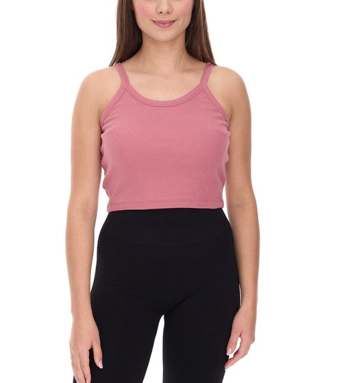 YOU DO YOU Damen Crop-Top geripptes Fitness-Top Baumwoll-Shirt Tanktop Yoga-BH 905101 Alt-Rosa