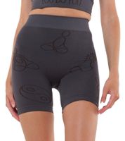 YOU DO YOU Damen Radhose Trainingshose gemusterte kurze Sport-Hose Yoga-Mode 904891 Grau/Schwarz